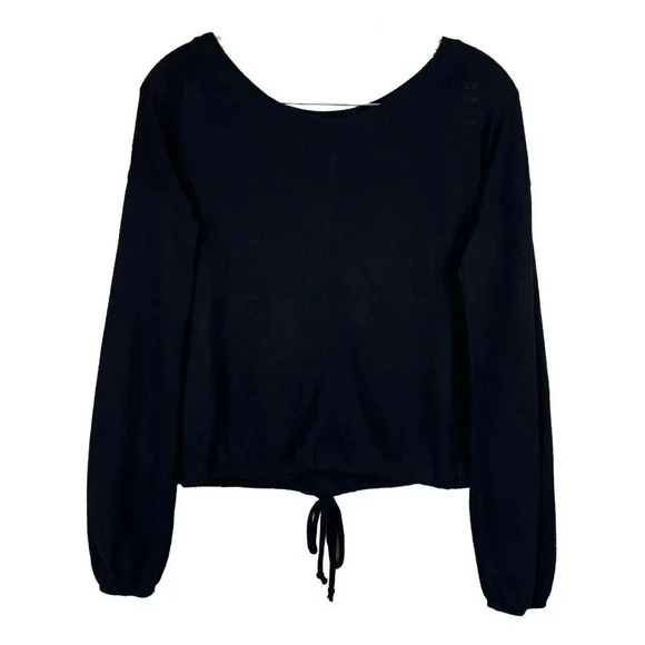Abercrombie Fitch Soft AF Cozy Sweater Pullover Top XS Black Tie Waist Grunge - Picture 2 of 6